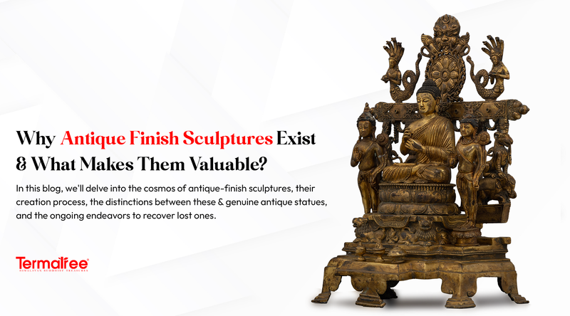 Antique-finish Buddha sculptures