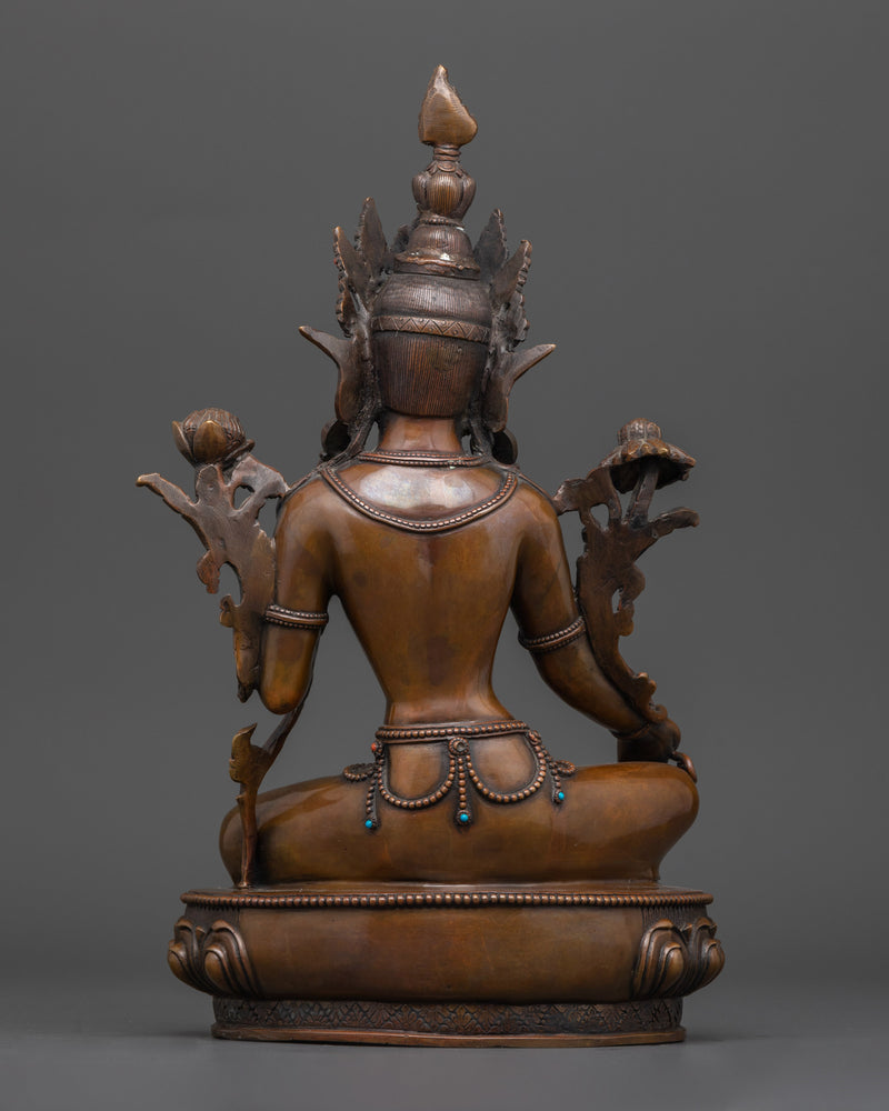 The Swift Liberator Green Tara | Nepalese Chocolate Oxidized Sculpture