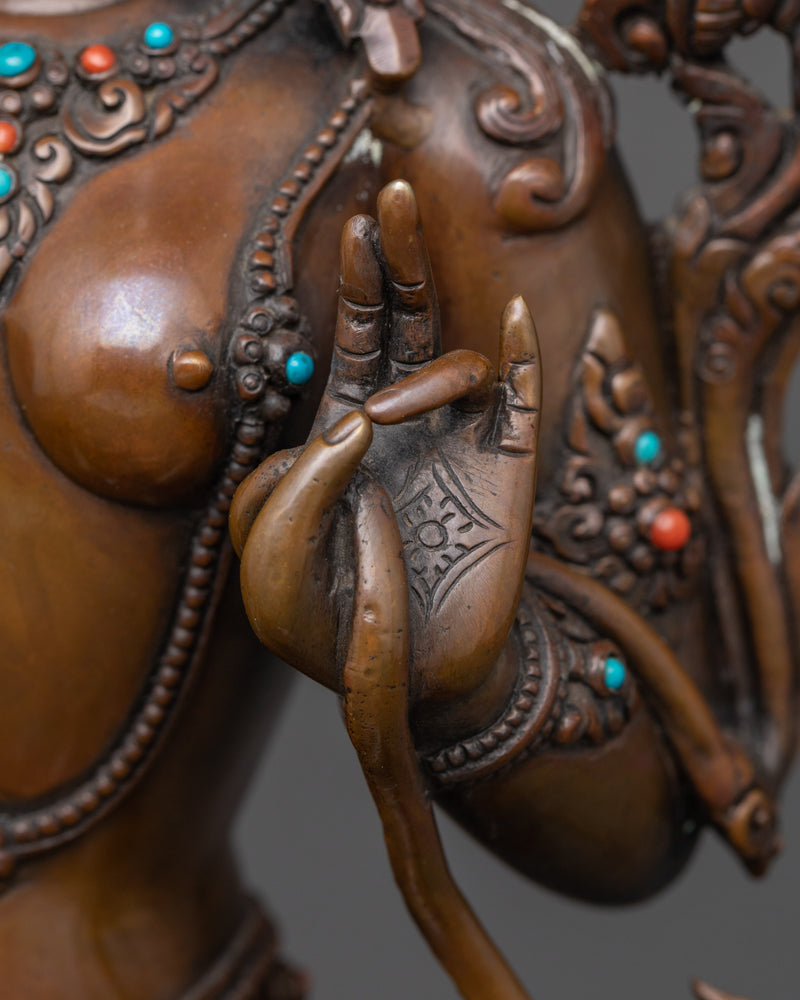 The Swift Liberator Green Tara | Nepalese Chocolate Oxidized Sculpture