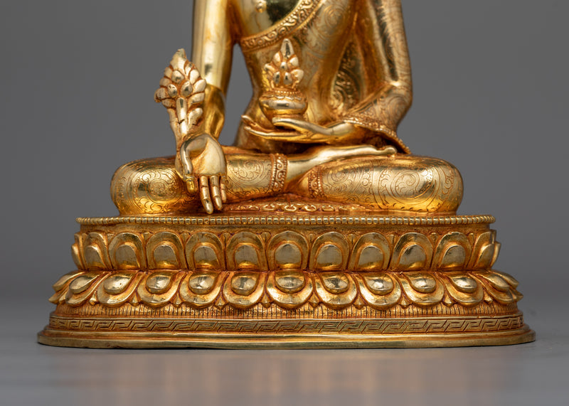 24K Gold Gilded Crown Medicine Buddha Sculpture | Doctor who cures suffering