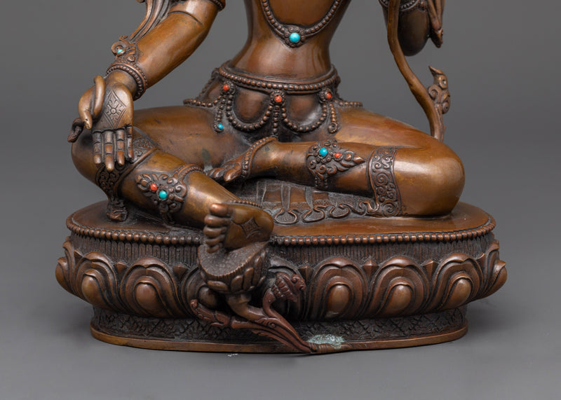 The Swift Liberator Green Tara | Nepalese Chocolate Oxidized Sculpture