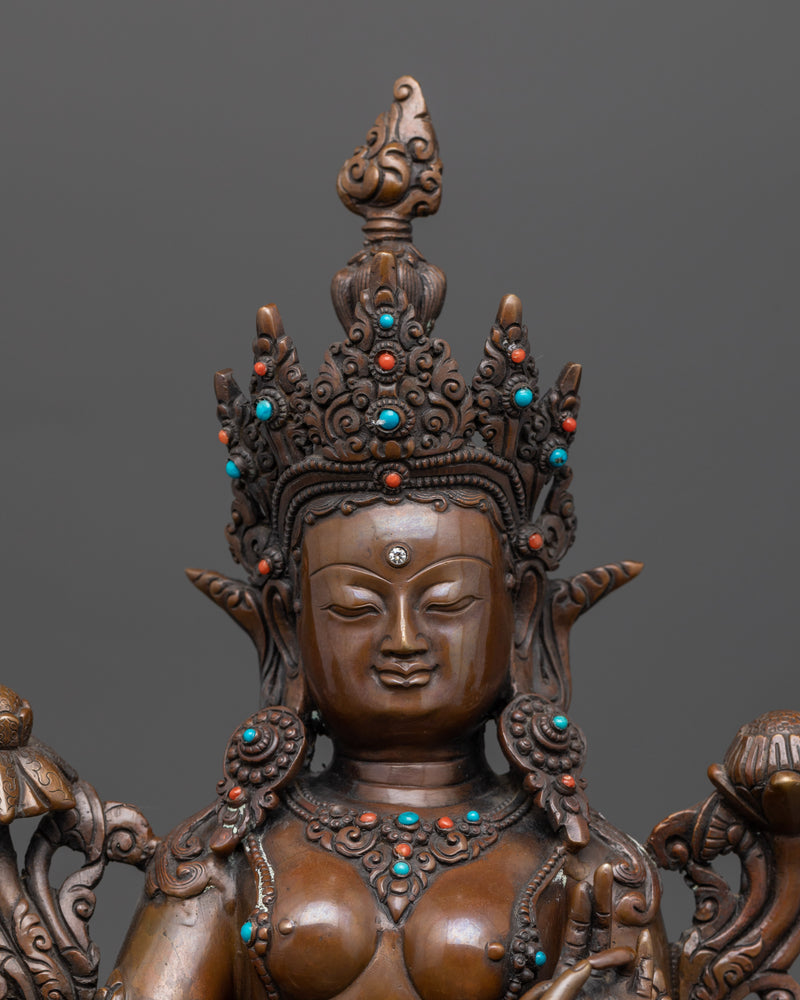 The Swift Liberator Green Tara | Nepalese Chocolate Oxidized Sculpture