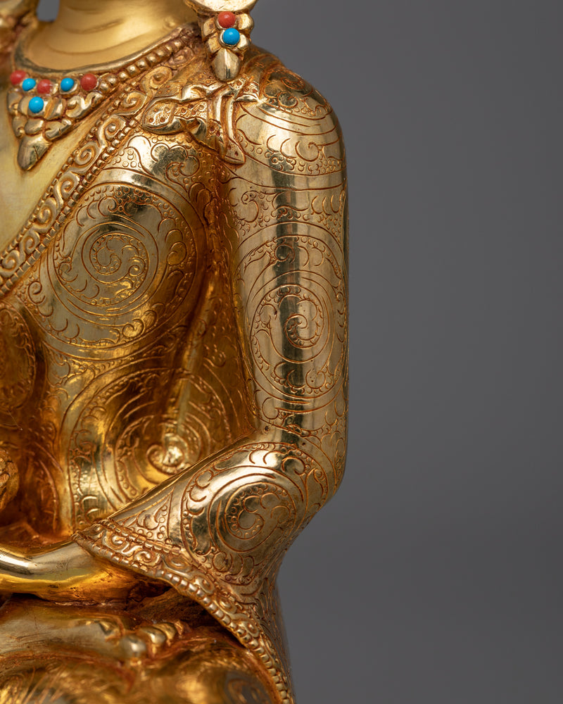 24K Gold Gilded Crown Medicine Buddha Sculpture | Doctor who cures suffering