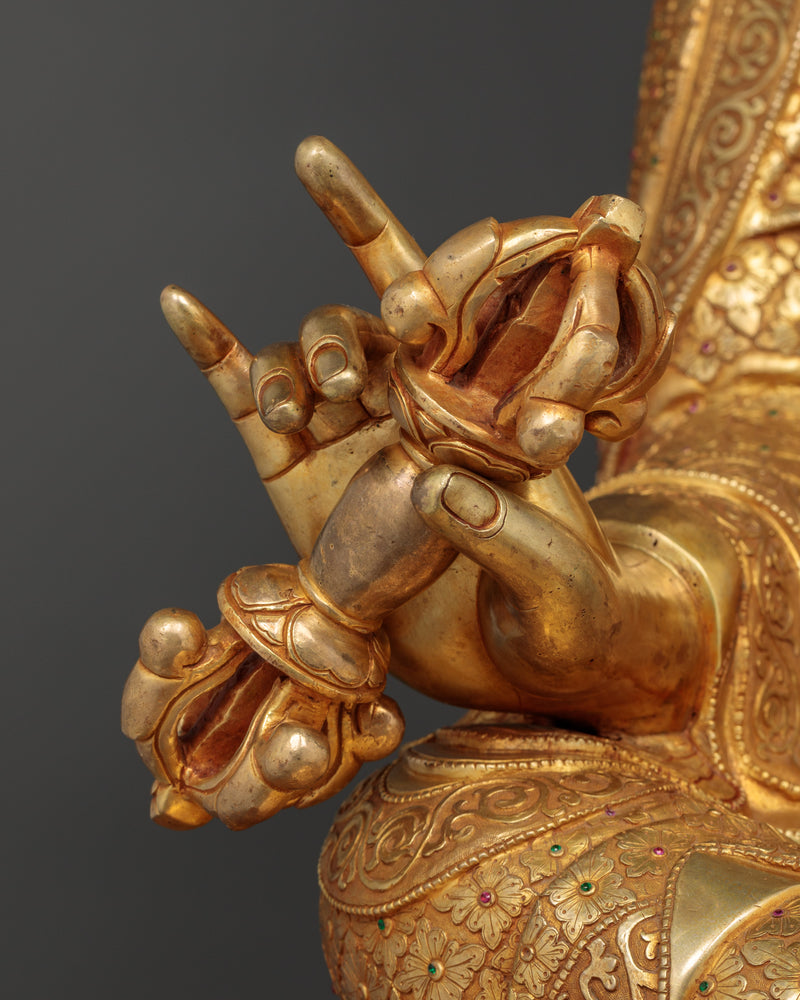 Guru Rinpoche Spiritual Copper Sculpture - A Majestic Handcrafted Masterpiece