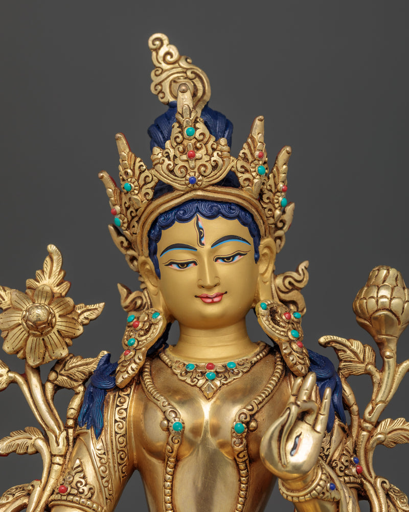 White Tara Beautiful Copper Statue - The Goddess of Compassion and Longevity