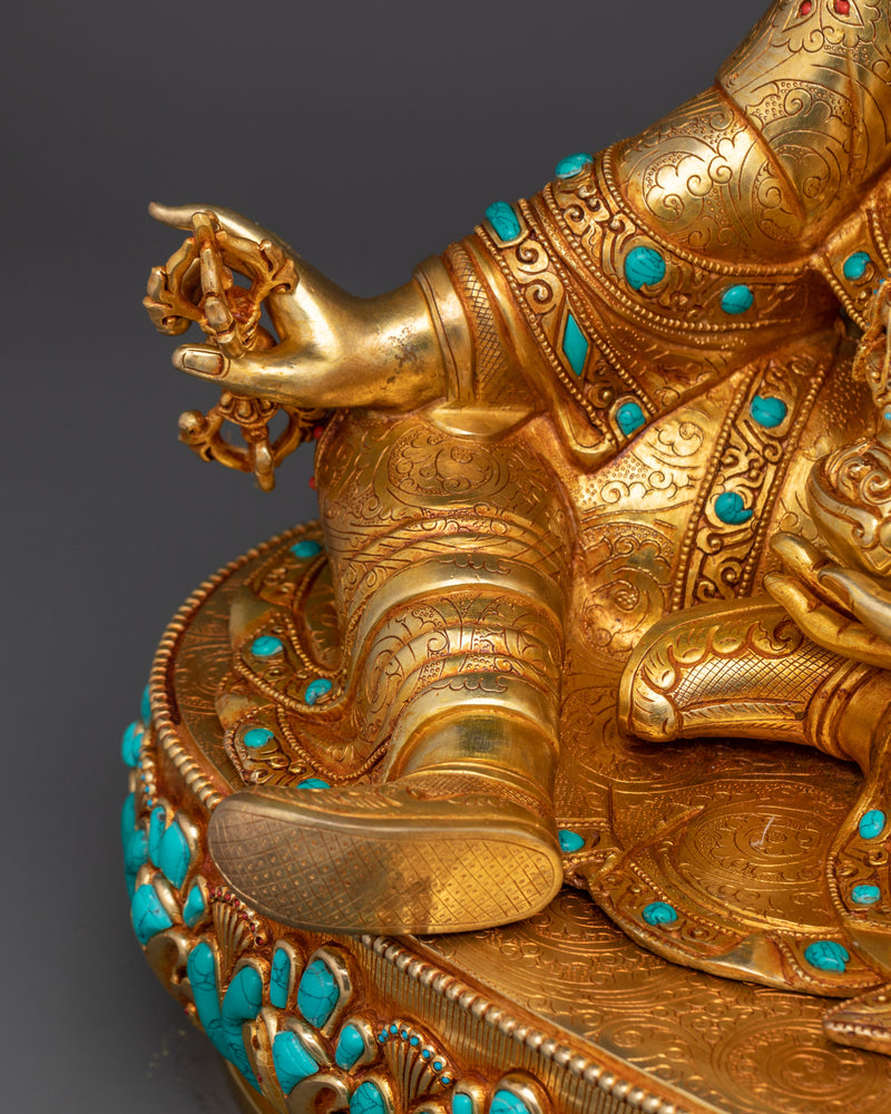 Guru Rinpoche Lotus-Born Figurine | 24K Gold Gilded Sacred Art