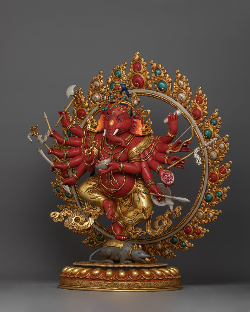 Red (Rakta) Ganesh Statue | Handmade in Nepal by Nepali Master Artists