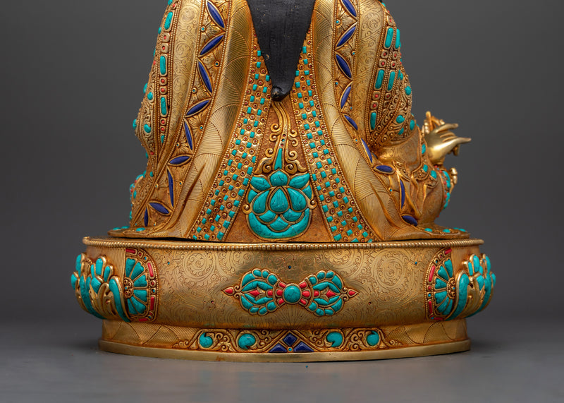 Guru Rinpoche Lotus-Born Figurine | 24K Gold Gilded Sacred Art