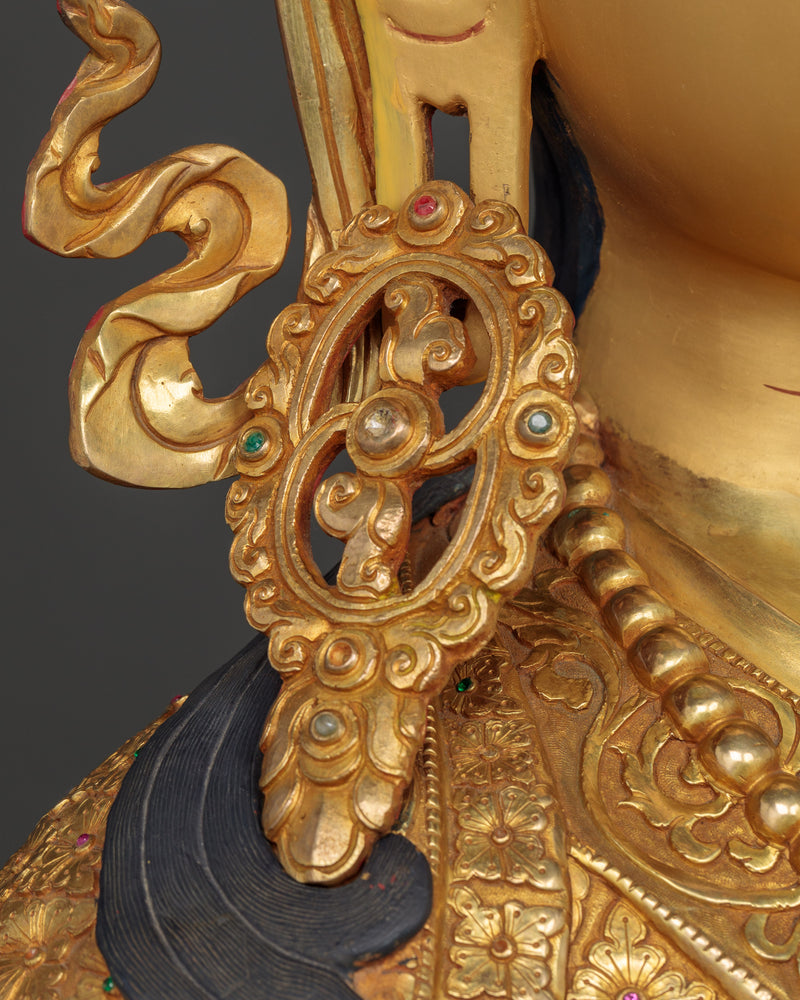 Guru Rinpoche Spiritual Copper Sculpture - A Majestic Handcrafted Masterpiece