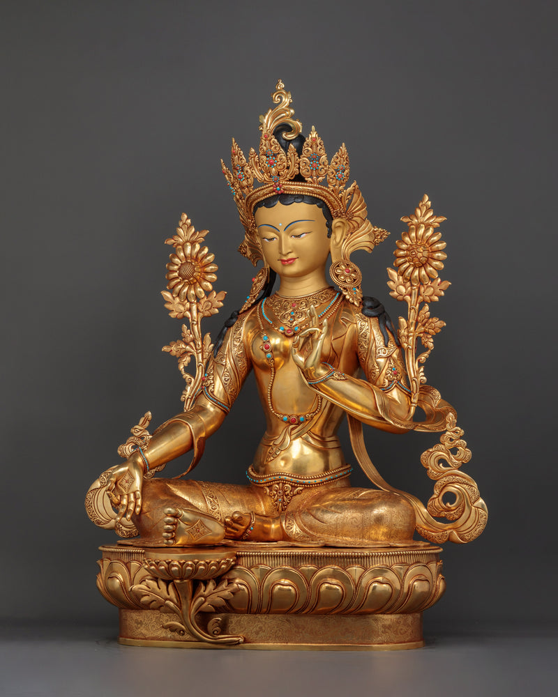 green-tara-spiritual copper sculpture