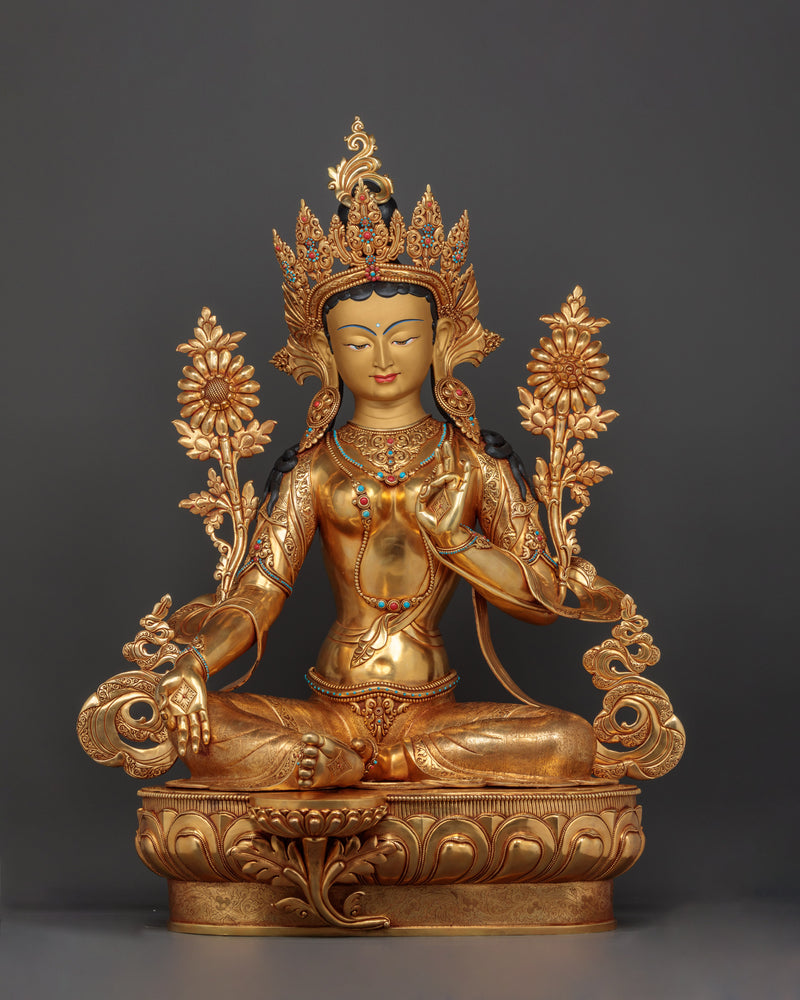 green-tara-spiritual copper sculpture