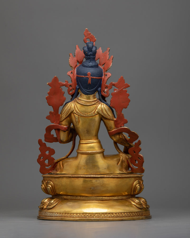 Golden Green Tara Statue | Handmade in Nepal by Nepali Artists