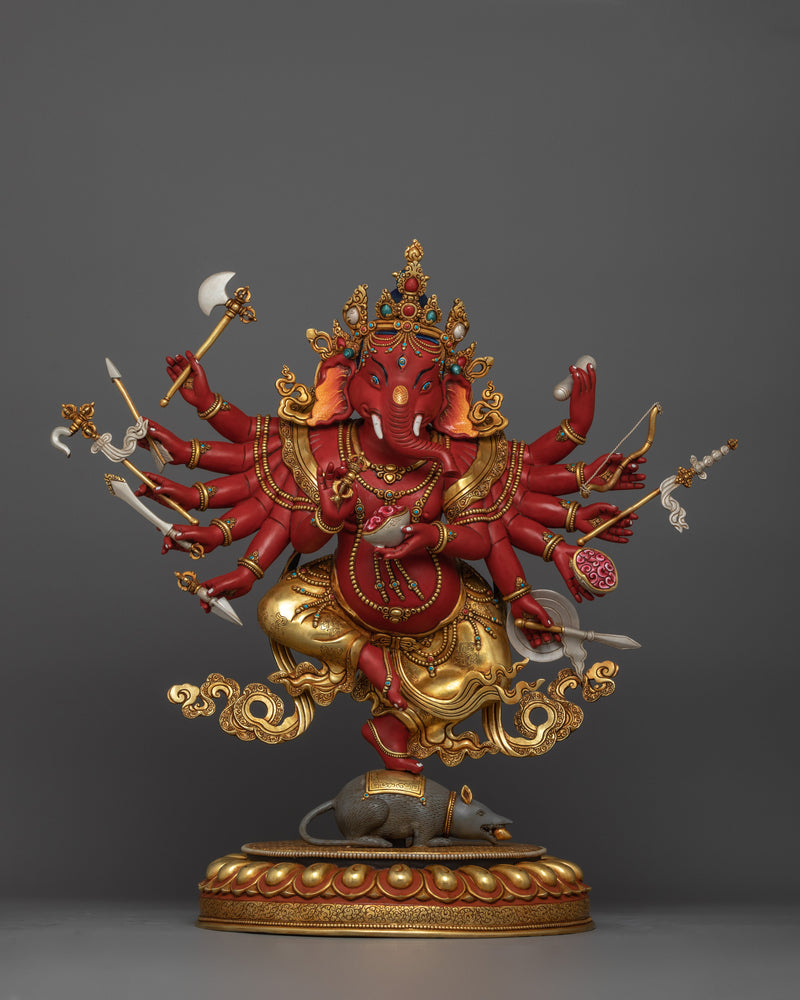 Red (Rakta) Ganesh Statue | Handmade in Nepal by Nepali Master Artists