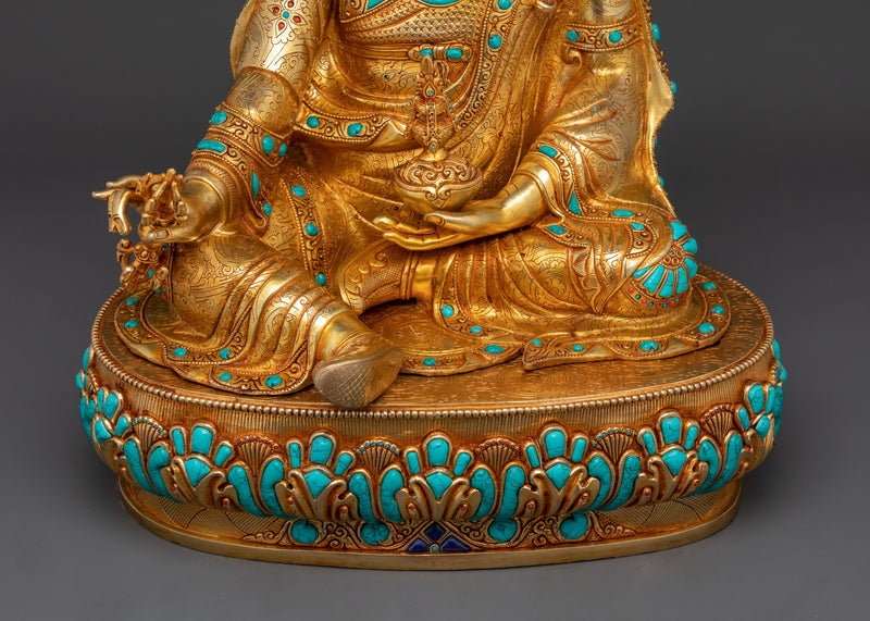 Guru Rinpoche Lotus-Born Figurine | 24K Gold Gilded Sacred Art