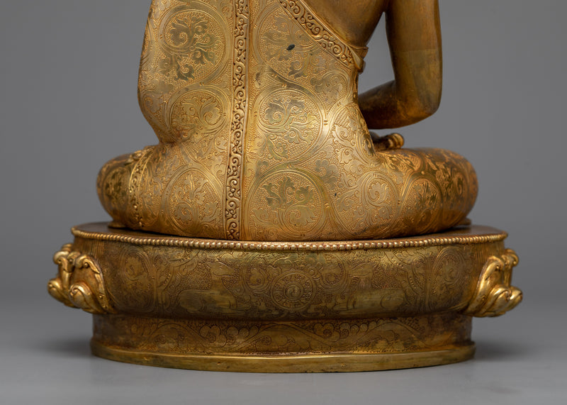 Amitabha Buddha Sacred Statue | Antique Elegance in Gold and Silver