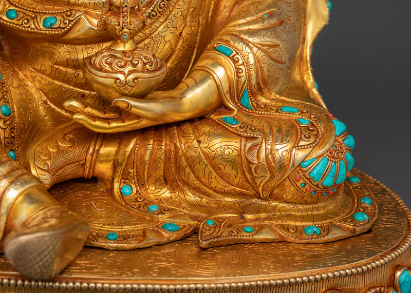 Guru Rinpoche Lotus-Born Figurine | 24K Gold Gilded Sacred Art