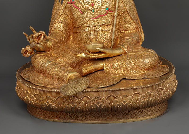 Guru Rinpoche Spiritual Copper Sculpture - A Majestic Handcrafted Masterpiece