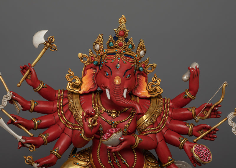 Red (Rakta) Ganesh Statue | Handmade in Nepal by Nepali Master Artists