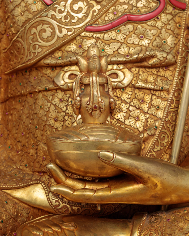 Guru Rinpoche Spiritual Copper Sculpture - A Majestic Handcrafted Masterpiece