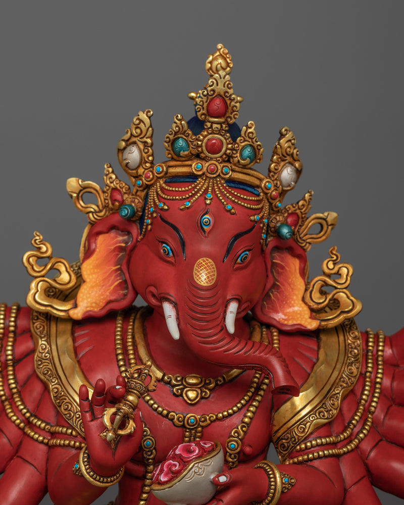 Red (Rakta) Ganesh Statue | Handmade in Nepal by Nepali Master Artists