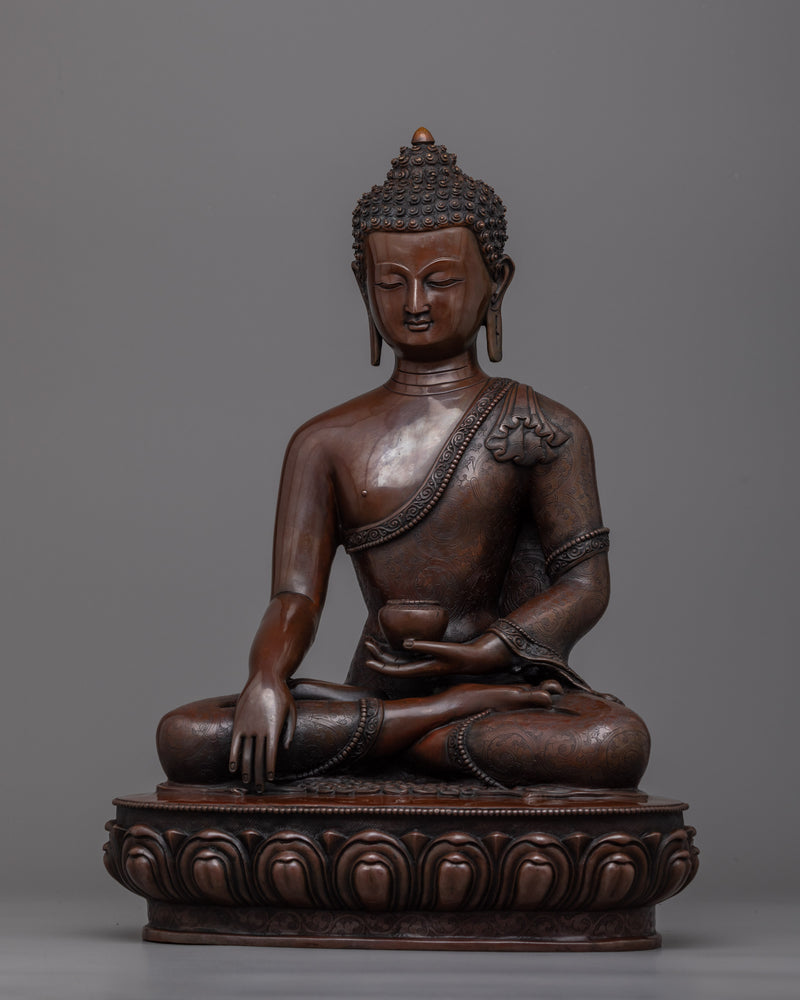 Shakyamuni The Great Buddha Statue | The Enlightened One in a Timeless Oxidized Copper Statue