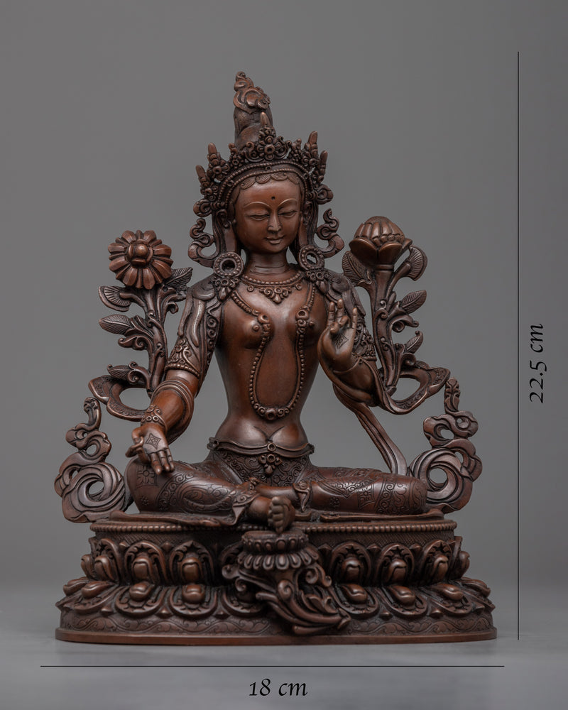 Elegant Handcrafted 8.8" Godess Tare Green | Statue for Spiritual and Decorative Inspiration