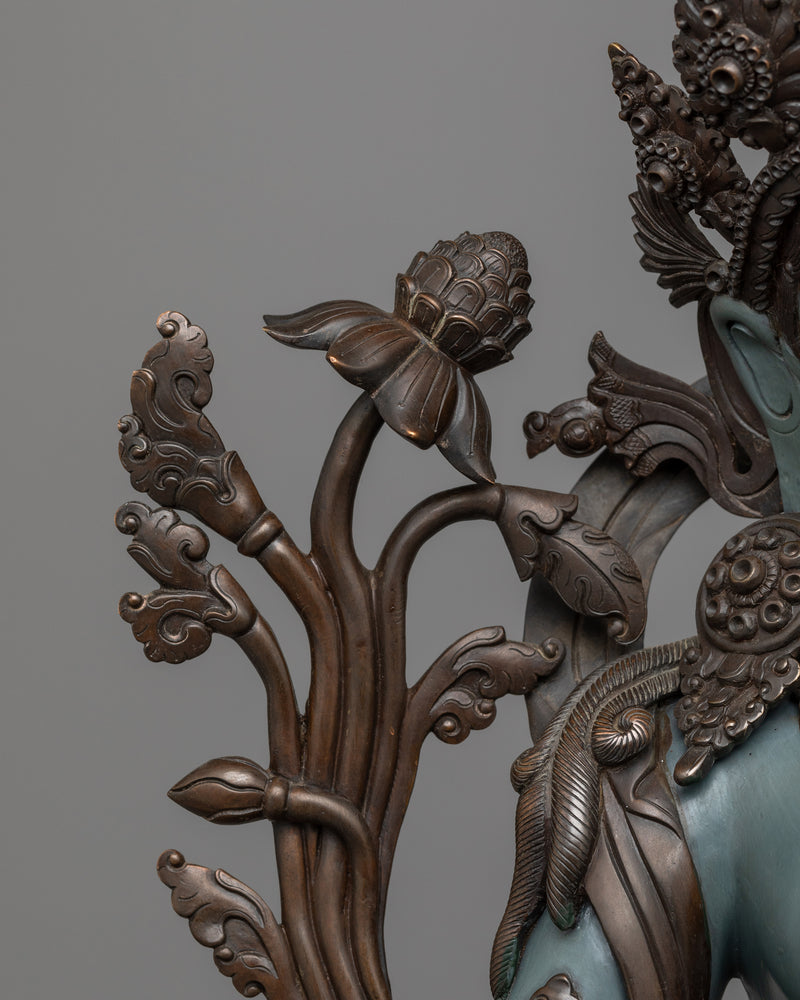 Magnificent Green Tara Statue Bronze | Exemplary Nepalese Artistry