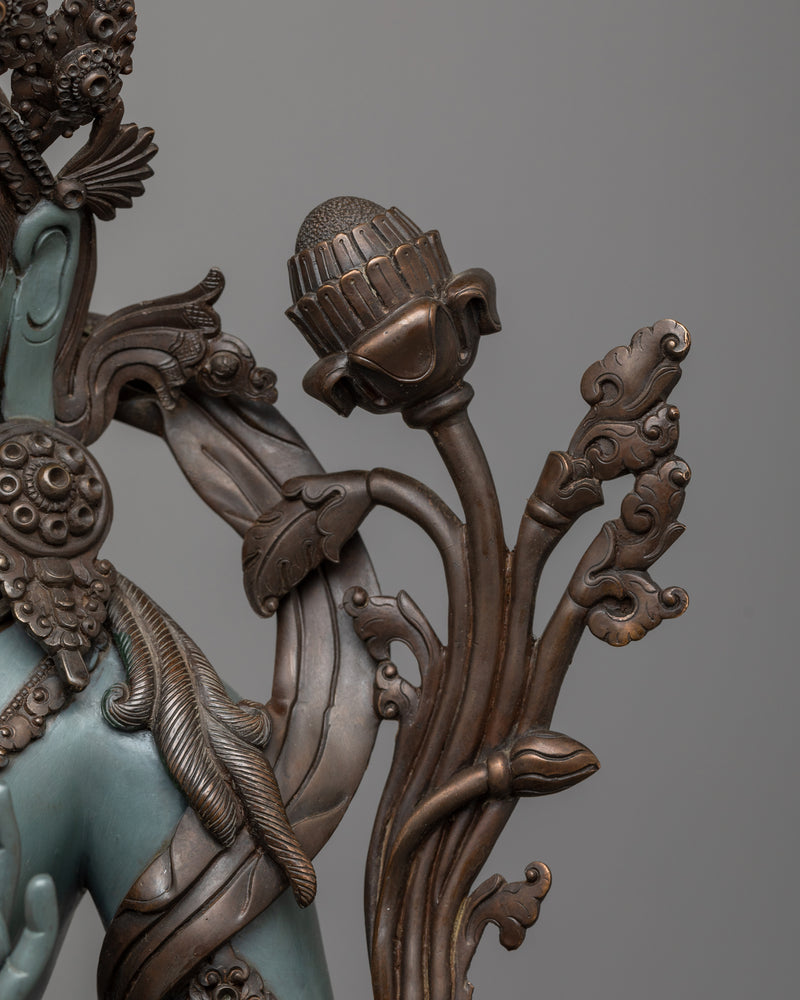 Magnificent Green Tara Statue Bronze | Exemplary Nepalese Artistry