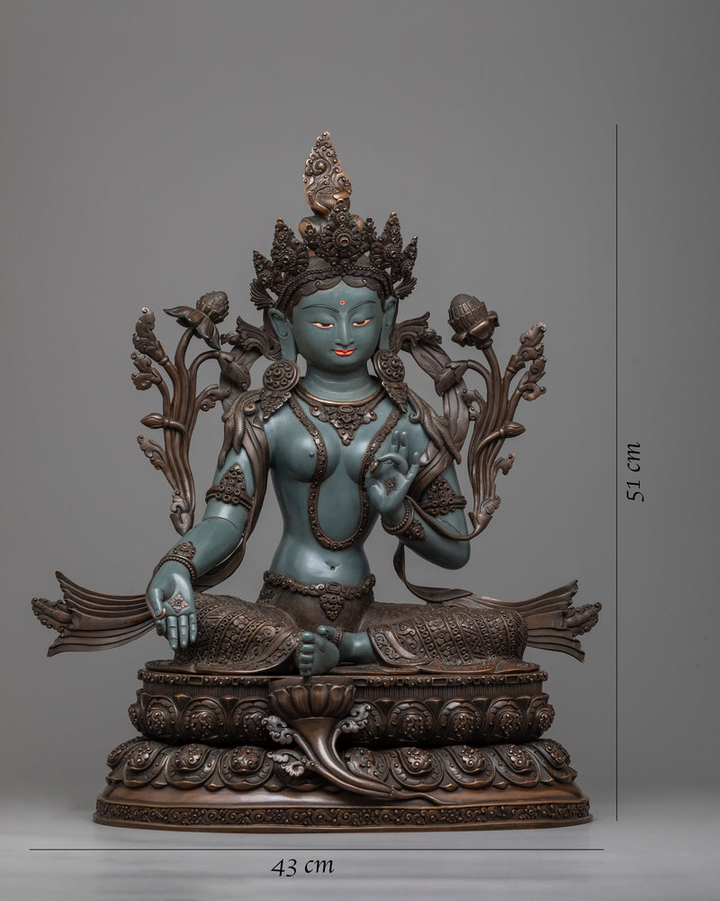 Magnificent Green Tara Statue Bronze | Exemplary Nepalese Artistry