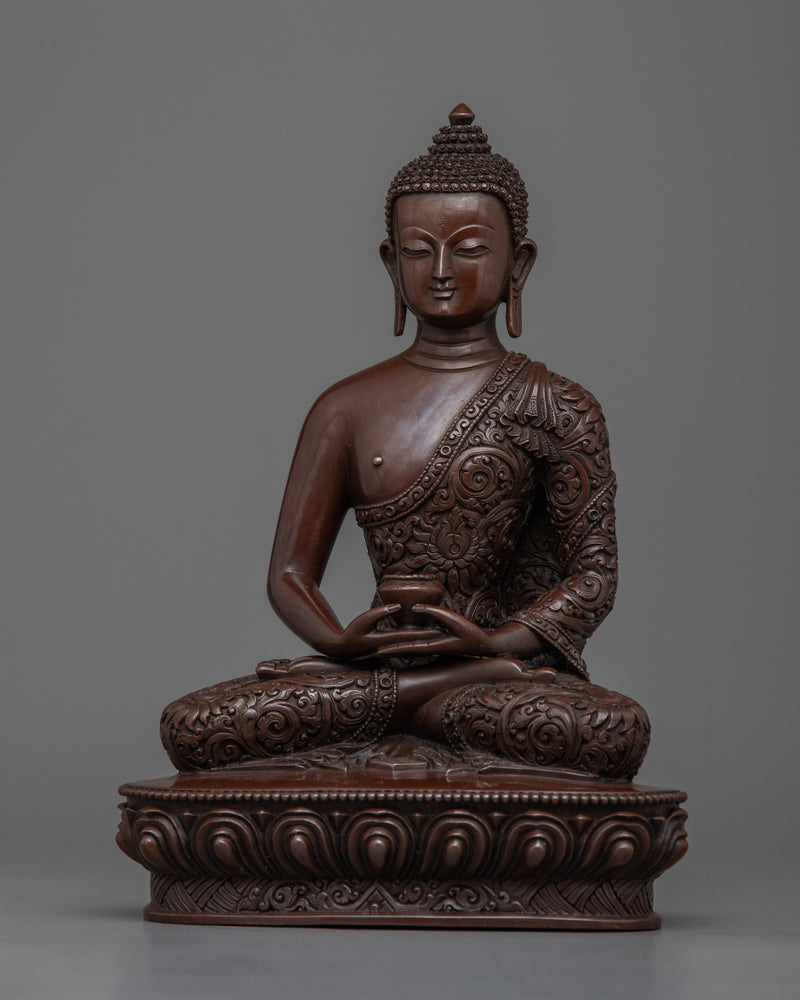 Enrich Your Space with our Bronze Amitabha Buddha Statue | Handcrafted Oxidized Copper Art