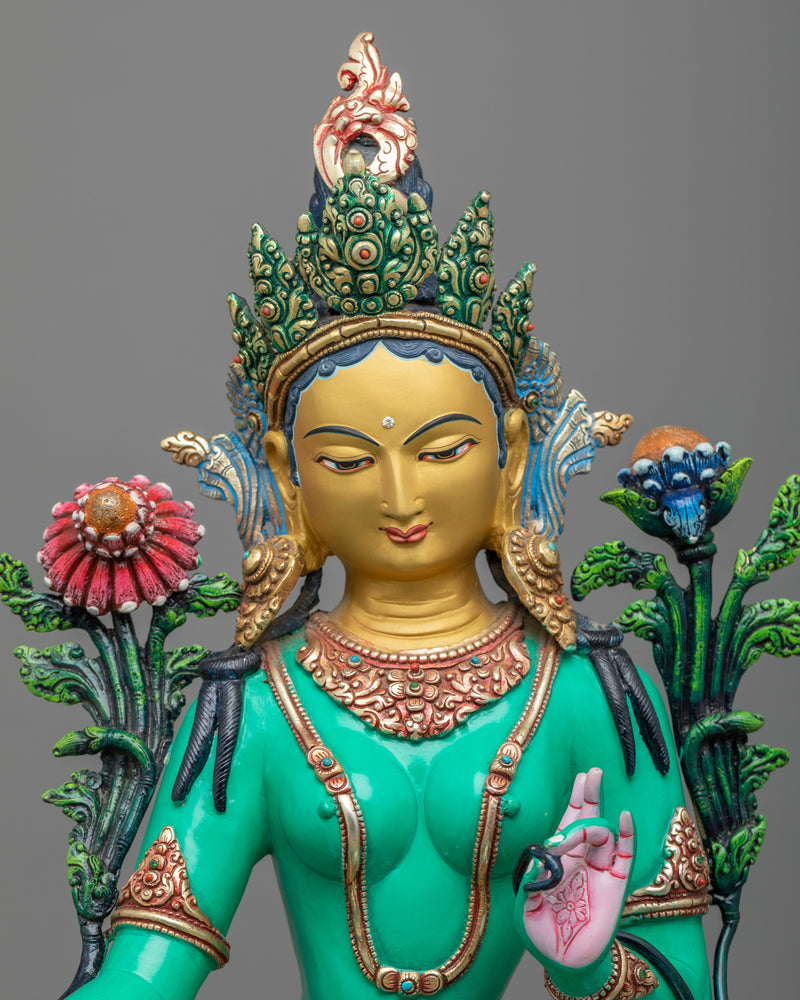 Immerse in Compassionate Tranquility with Buddha Tara Statue | Green Tara Sculpture