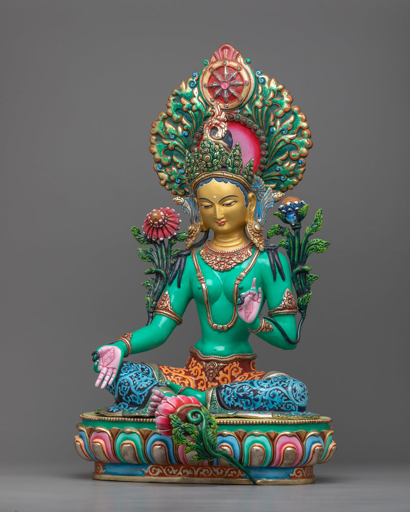 Immerse in Compassionate Tranquility with Buddha Tara Statue | Green Tara Sculpture