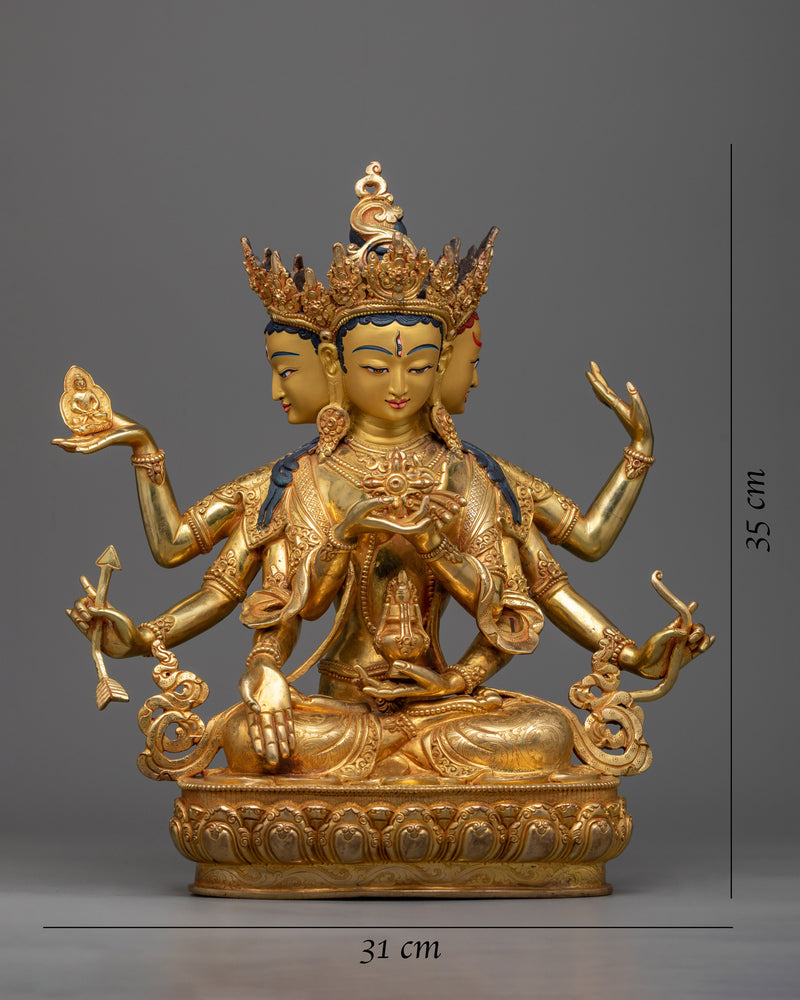 The Namgyalma Tibetan Goddess Statue | Three Faced Dakini of Buddhism