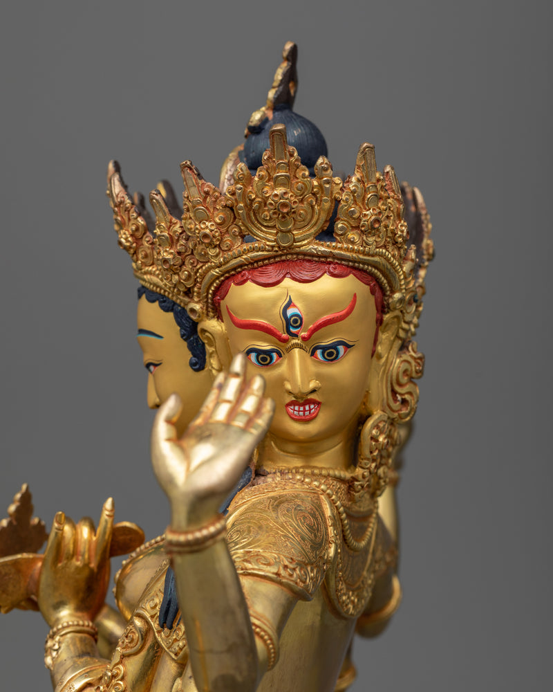 The Namgyalma Tibetan Goddess Statue | Three Faced Dakini of Buddhism