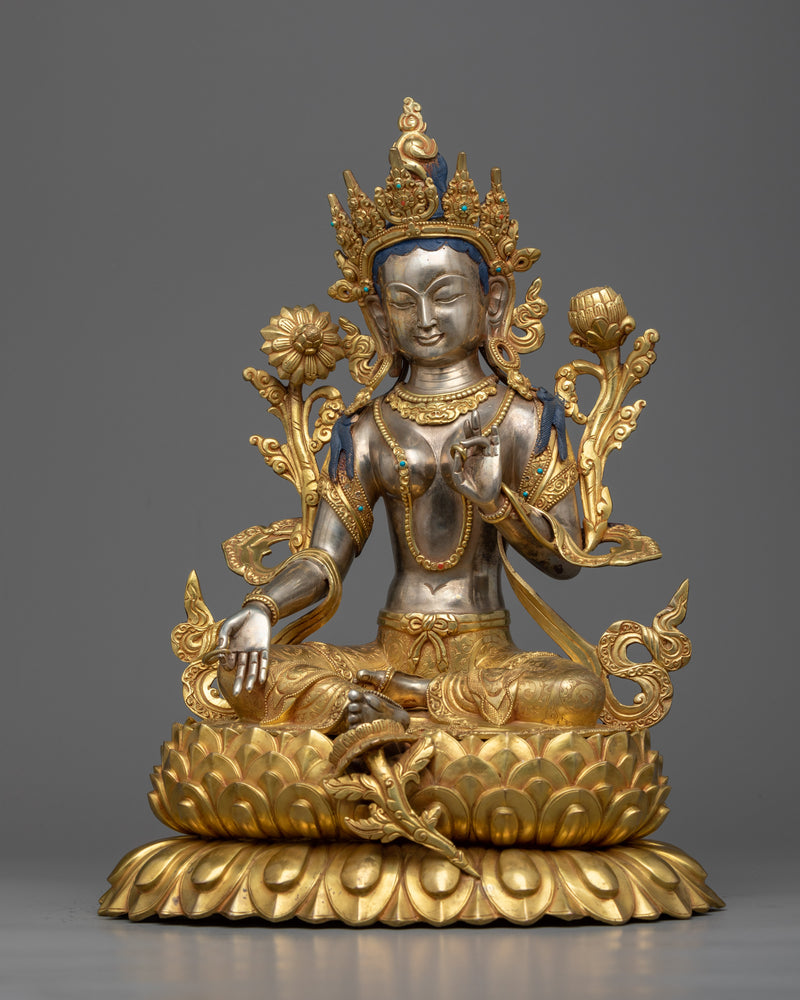 Green Tara Ancient Buddhist Sculpture | A Beacon of Compassion