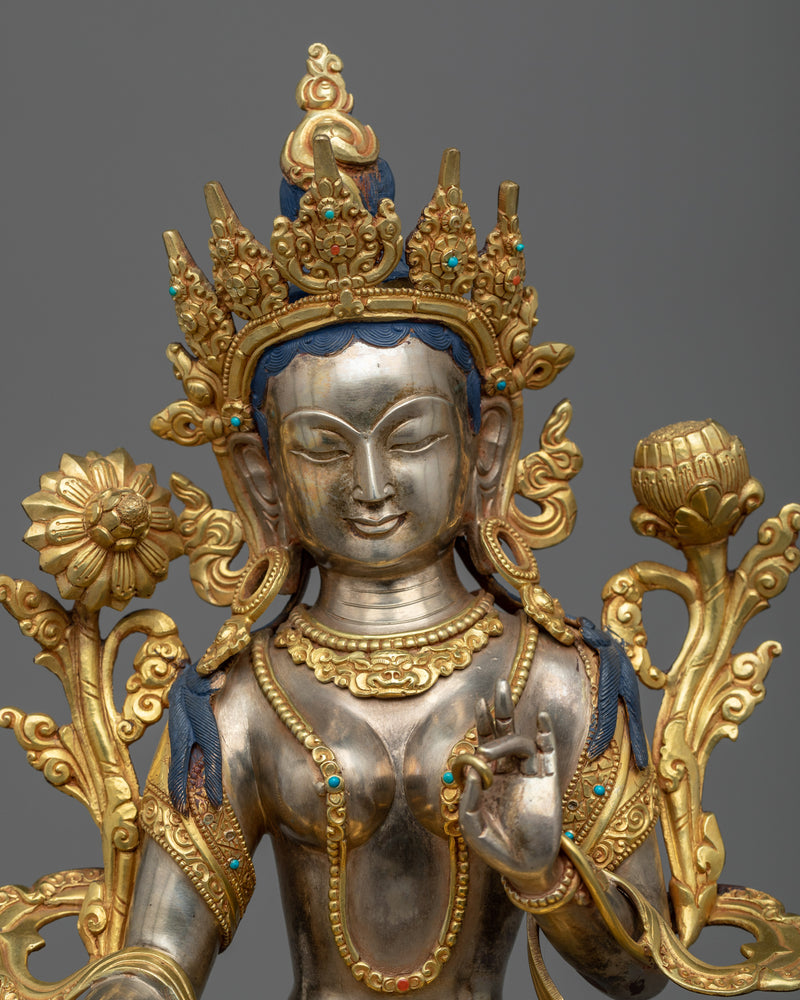 Green Tara Ancient Buddhist Sculpture | A Beacon of Compassion