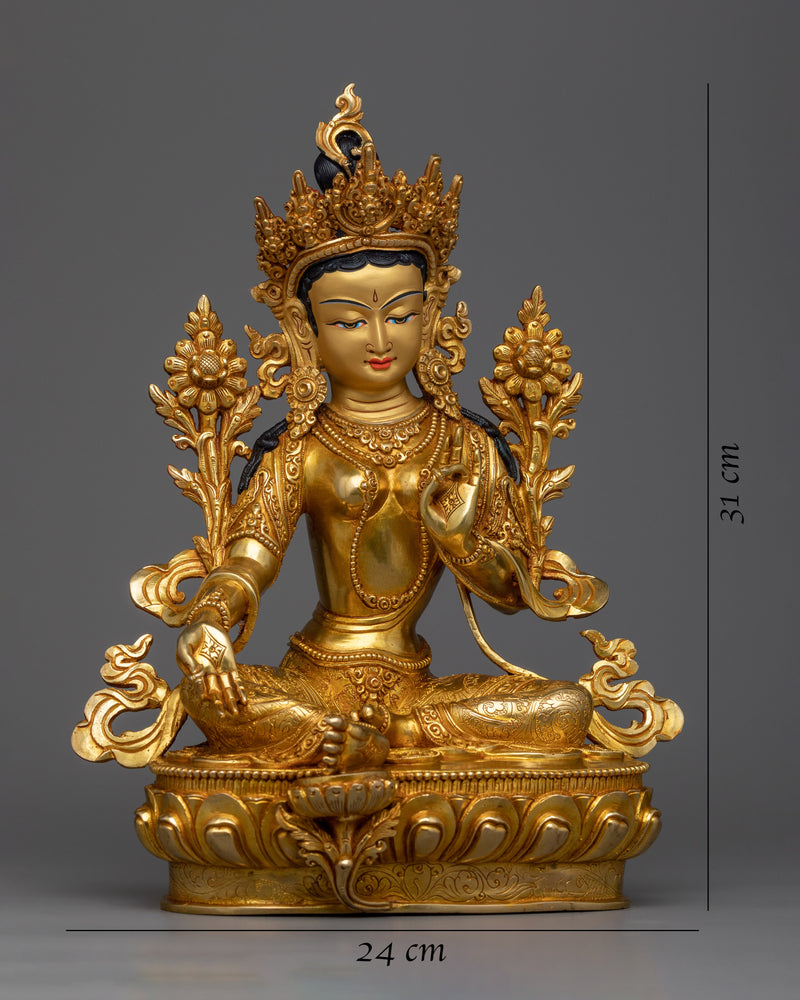 Embrace Compassion with our Green Tara Copper Art Sculpture | Divine Protection