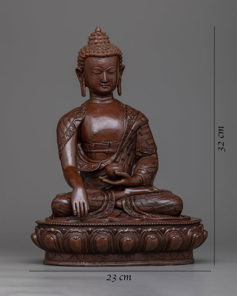 Shakyamuni Buddha Copper Sculpture Art | Handcrafted Oxidized Copper Statue