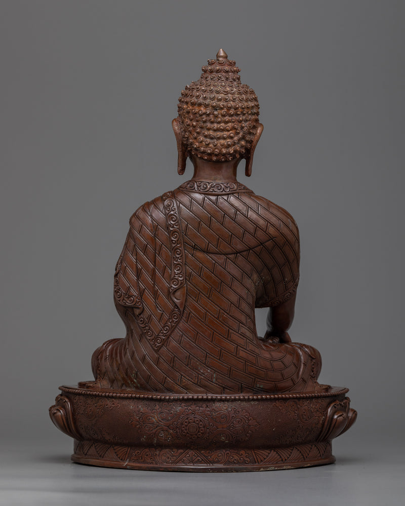 Shakyamuni Buddha Copper Sculpture Art | Handcrafted Oxidized Copper Statue