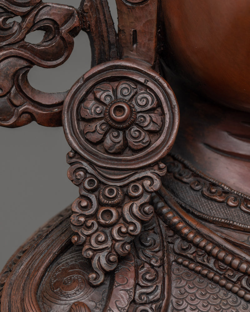 Guru Rinpoche Oxidized Copper Statue | Premium Quality Copper Sculptures From Nepal