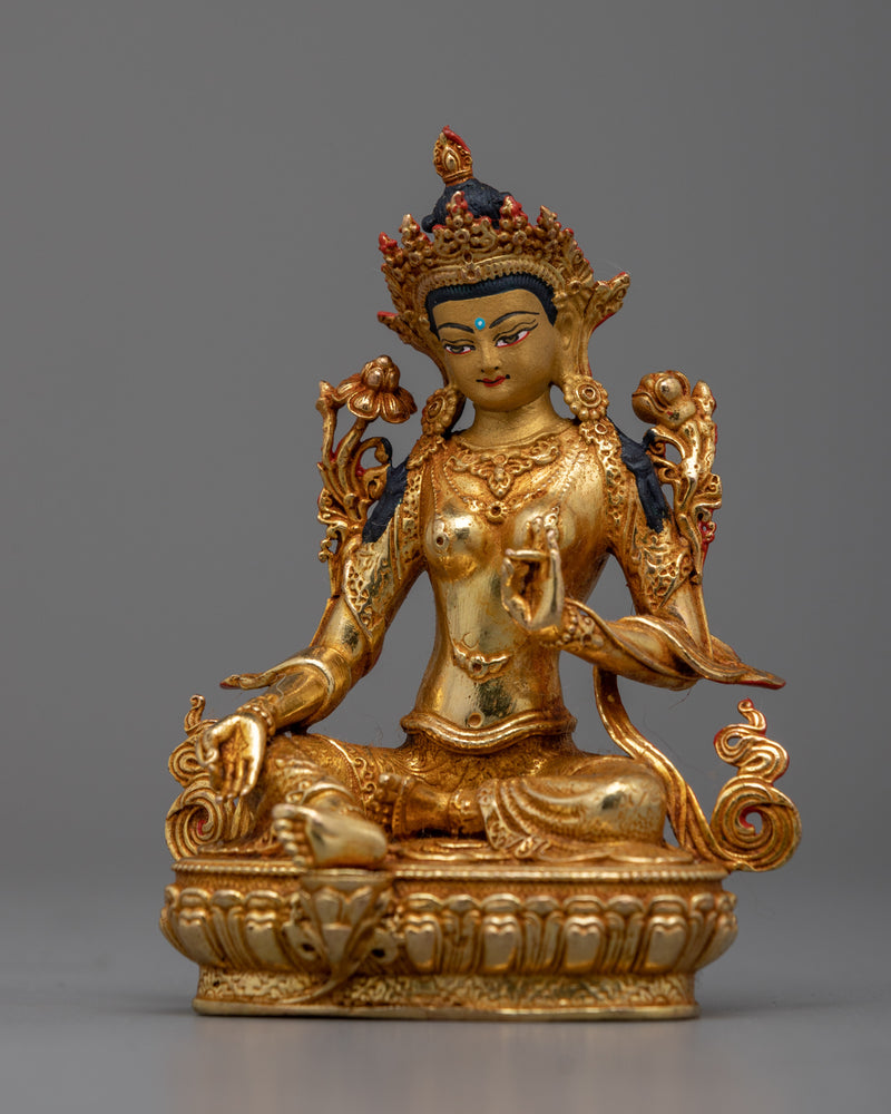 Quality Tiny Green Tara Copper Statue | Buddhist Goddess of Compassion