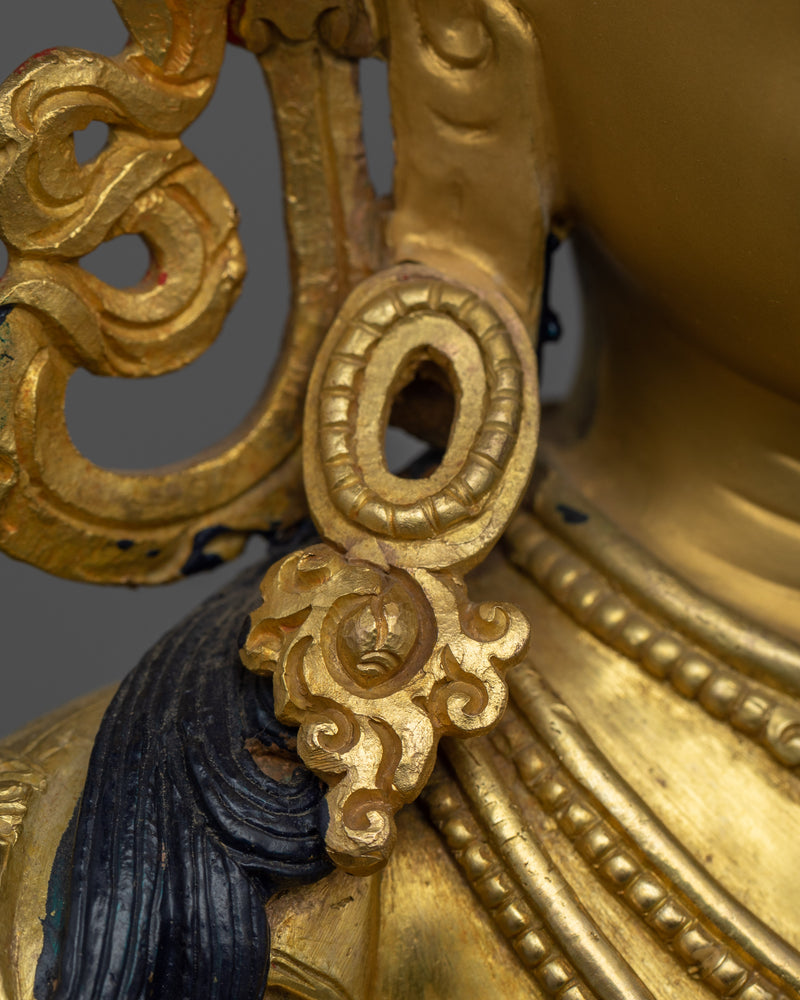 Praise to manjushri with our Gold Gilded Statue | Adorn Your Space with Our Sculpture