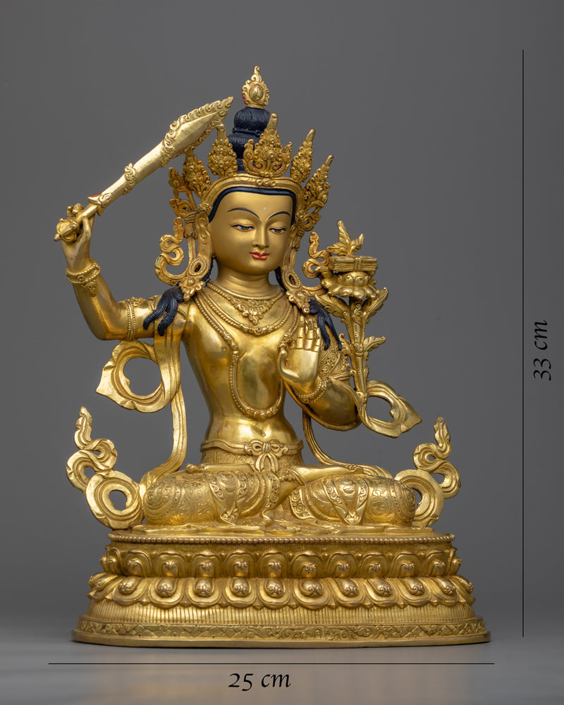 Praise to manjushri with our Gold Gilded Statue | Adorn Your Space with Our Sculpture