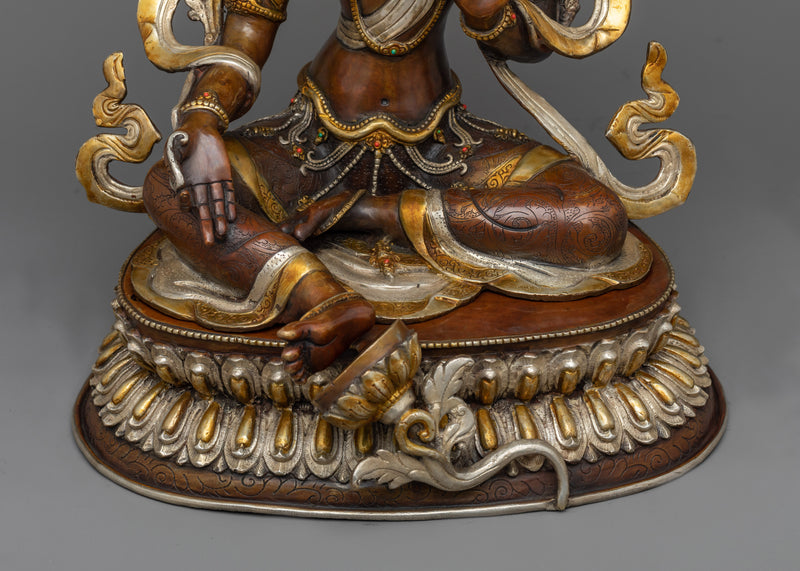 Experience the Divine Green Tara Devi Statue | Nepalese Oxidized Copper Art