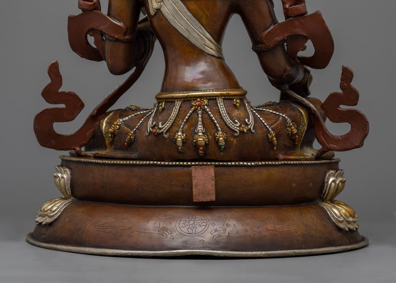 Experience the Divine Green Tara Devi Statue | Nepalese Oxidized Copper Art