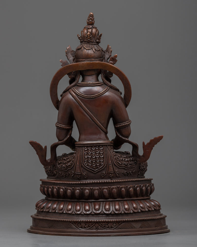 Immerse in Buddhist Teachings with the Five Bodhisattvas Statue Set | Oxidized Sculpture Set