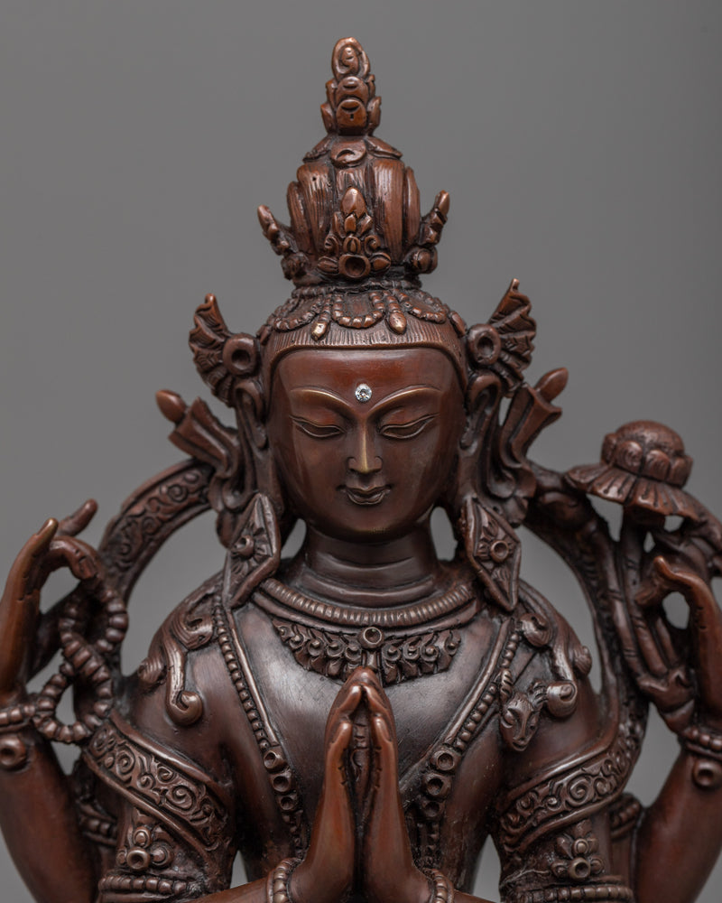 Immerse in Buddhist Teachings with the Five Bodhisattvas Statue Set | Oxidized Sculpture Set