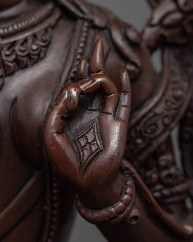 Swift Enlightenment with our Syamatara Statue | Green Tara Oxidized Copper Sculpture