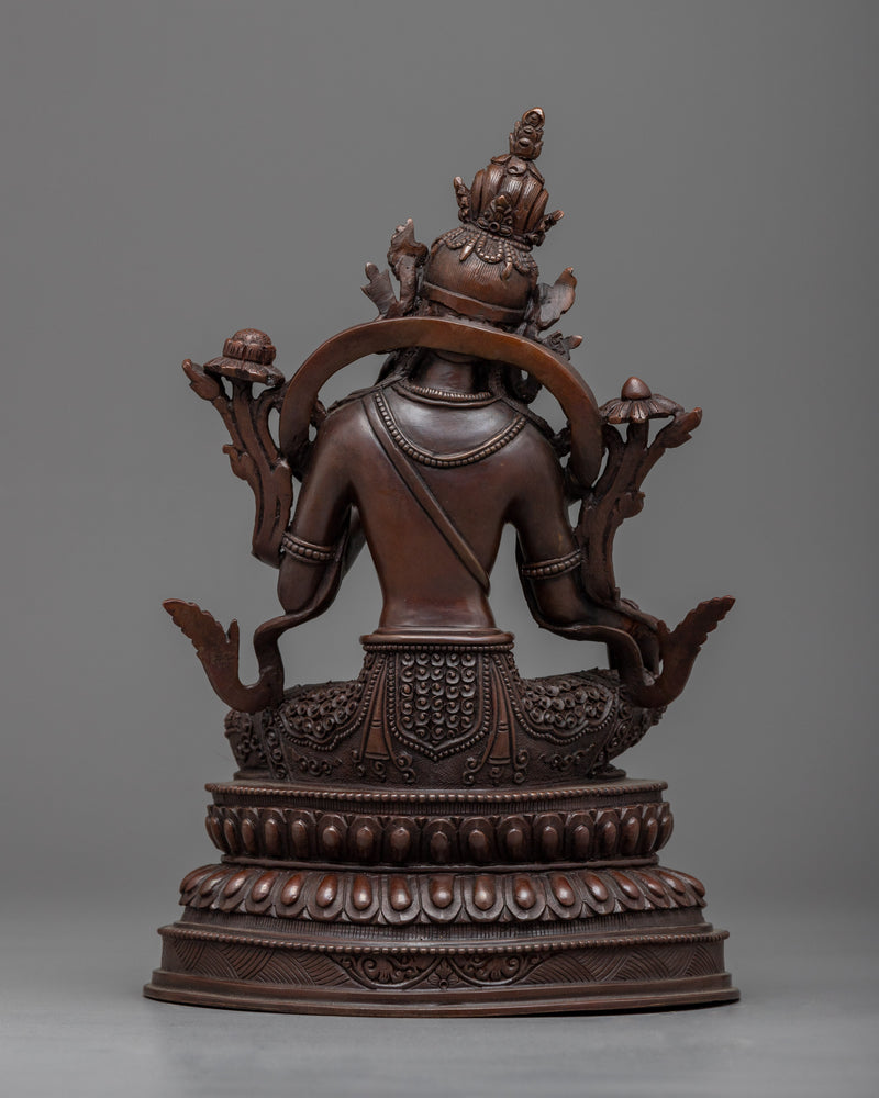 Swift Enlightenment with our Syamatara Statue | Green Tara Oxidized Copper Sculpture