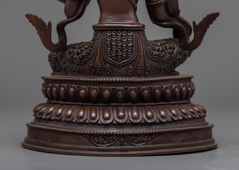 Swift Enlightenment with our Syamatara Statue | Green Tara Oxidized Copper Sculpture